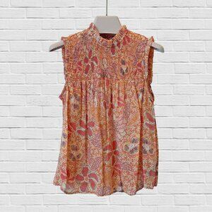 Nanette Lepore sleevless paisley smocked top